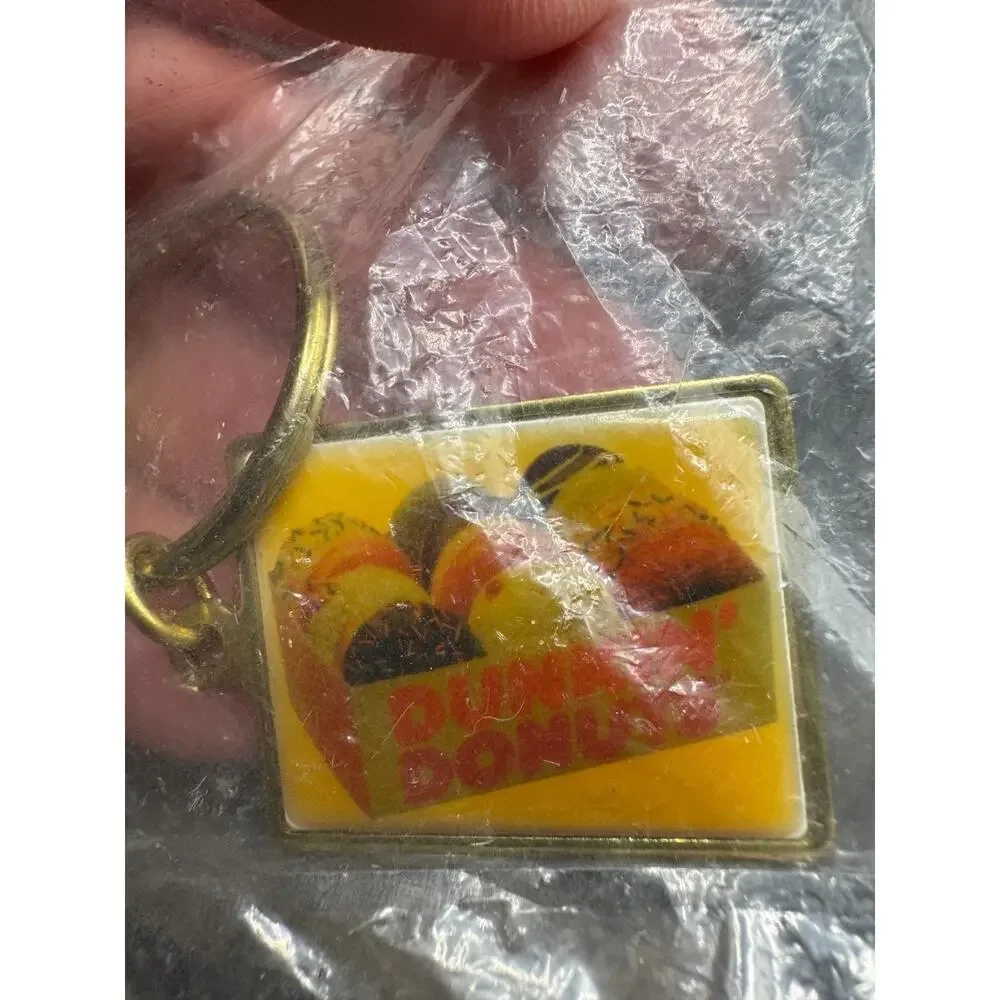 Vintage Dunkin Donuts 1 Dozen Assorted Donuts Acrylic Advertising Keychain NOS